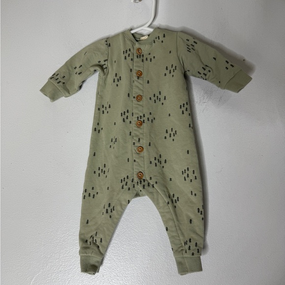 quincy mae Green Tree Fleece Long One Piece 0-3 Months - Picture 1 of 6